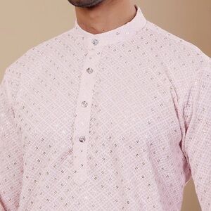 Pink Embroidered Viscose Kurta Set & accessories (NWT)